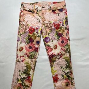 Tory Burch Super Skinny Jeans Cropped Cotton Floral Print Women